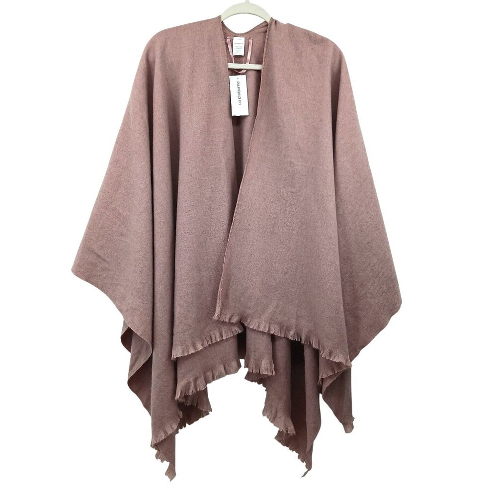 Liz Claiborne French Rose Wrap Ruana Shawl NWT Fringe Hem One Size Soft Cozy